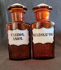 Nice old pair of pharmacy bottles in amber color 8
