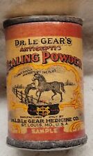 SAMPLE SIZE DR LEGEAR'S HEALING POWDER TIN AWESOME HORSE GRAPHICS PAPER LABEL  picture
