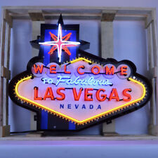 Large WELCOME TO FABULOUS LAS VEGAS NEON Man Cave SIGN IN SHAPED STEEL CAN picture