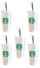 5 Pack Starbucks Reusable Venti 24 OZ Frosted Ice Cold  Cup With Lid & Straw picture