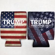 2 Donald TRUMP 2024 Fan Beer Can Cooler Coozie Koozie USA Flag Gift QTY 2 picture