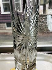 Mid Mod Atomic Flower Dresden Cut Crystal Lamp Brass Base Signed Cylinder Shape picture