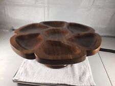 Vintage Solid American Walnut Lazy Susan Candy Nut Plate Dish Server picture