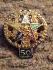 Antique 10k y.g.New York Order of the Eastern Star 50 Year Gold Masonic Pin picture