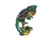 Bejeweled Chameleon Lizard  Hinged Metal Enameled Rhinestone Trinket box picture