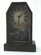 WUERSCH Fall River Mass Wood Mantle Clock COLONIAL SCENE Germany * NOT WORKING * picture