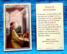 Prayer to Saint Cecilia LAMINATED Holy Card CATHOLIC ⭐ GILDED GOLD ⭐ picture