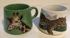 Opal House Porcelain Coffee Mugs-Giraffe And Cheetah Set Of Two 16 Oz. picture