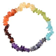 [1] CHARGED 7 Chakra Crystal Chip Stretchy Bracelet + Baby Selenite Puffy Heart picture