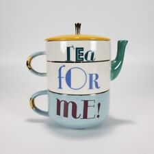 Anthropologie Retro Tea For Me Stackable Single Serve Teapot & Cup picture