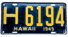 1947 - HAWAII - LICENSE PLATE H 6194  YELLOW/BLACK ORIGINAL picture