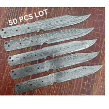 LOT OF 50 PCS HUNTING BOWIE KNIFE BLANK BLADES DAMASCUS FORGED STEEL RAINDROP picture