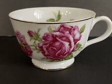 Vintage Pink Rose Floral Gold Rim Footed Tea Cup picture