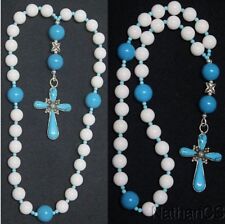 Anglican Episcopal Rosary White Jade Turquoise & Sterling Silver, Rare, Unique picture