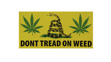 Gadsden Don't Tread On Weed Yellow Vinyl Decal Bumper Sticker (3.75