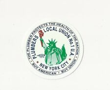 NEW YORK CITY UA Local 1 Plumbers Health of Nation Buy American UNION Sticker picture