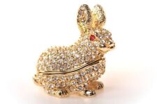 Keren Kopal Golden Rabbit Trinket Box Decorated with Austrian Crystals picture