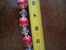 8 - Stands Red Clear Bead Garland 9ft Each=72ft Total Christmas Decor Elegant  picture