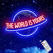 The World Is Yours Neon Sign, Remote Dimmer Planet LED Neon Light Lamp for Wall  picture