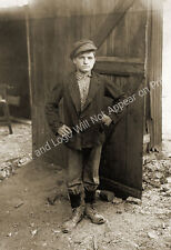 1908 Glass Works Boy Waiting for Night Shift, IN Old Photo 13