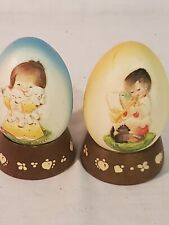 VNTG ANRI Ferrandiz Annual Egg 1978 1979 Hand Crafted painted Italy wood stand picture
