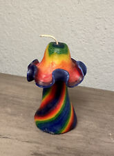 Rainbow Mushroom Figural Candle Unused Tie Die Psychadelic Groovy Multicolor picture