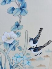 Huge Water Color Painting on Silk Screen with plants, flowers and Bird Motif picture