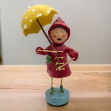 April Showers LORI MITCHELL Figurine Girl In Red Raincoat w/Umbrella 7” READ picture