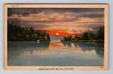Beulah MI-Michigan, General Greetings, Sunset on Lake, c1948 Vintage Postcard picture