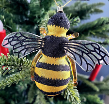 NEW Honeybee Christmas Ornament Delicate Handblown Glass Golden Bumble Bee 4