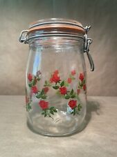 Beautiful Vintage Arc Roses Design Sealed Jar 1 L Made In France picture