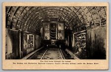 First train (247) through the North River tunnel New York City postcard picture