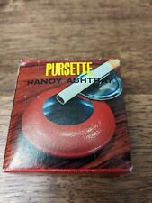 Vintage Pursette Handy Flip Open Portable Ashtray With Original Box Unused Red picture