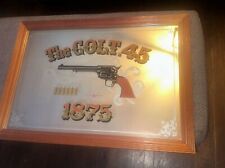 The Colt .45 1875 Gun Revolver Vintage Mirror Sign 30”x 20” Rare Wooden Frame picture