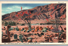 Vintage Linen Postcard View of Grotesque Desert Rock Formations Below Sea Level picture