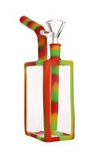 Rasta Drink Bottle Silicone Glass Water Pipe Hookah Bubbler Bong Water Pipe 10mm picture