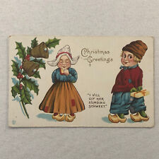 Christmas Postcard Post Card Vintage Embossed Antique 1915 Postmark picture