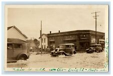 c1930's Old Cars On Flooded Street RPPC Unposted Photo Postcard picture