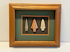 Ancient & Archaic Native American Arrowheads; Wooden Frame; Qty 3; picture