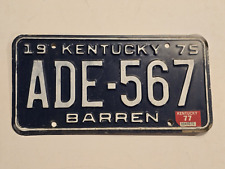 1975 Kentucky License Plate ADE-567 with 1977 Tab Barren KY USA-Man Cave-Decor picture