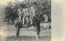 UDB RPPC Postcard; 4 Blonde Children Bareback on One Horse, Unknown US Location picture