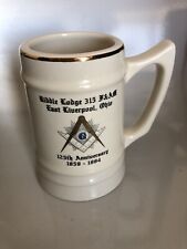 East Liverpool Ohio Riddle Lodge Masons #315 125 Anniversary Stein 1859-1984 picture