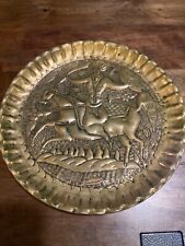 Vintage Indian hammered and etched brass plate picture