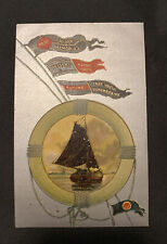 Vintage Postcards Sail Boat Golden Memories Flag Happy Days Used picture