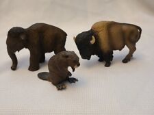 Schleich Papo Woolly Mammoth Bison Beaver Animal Figurine 2002 Germany  - lot picture