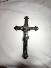 Antique Large Hand Made Silver ( St Maurice ) Wall Cross- 22 1/2 X 13 1/2 picture