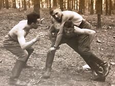 1970s Handsome Shirtless Guys Fighting Hand to Hand Combat Gay int Vintage Photo picture