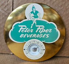 RARE 1950s Peter Piper Beverages Advertising Sign Button Thermometer 8.75 x 8.75 picture