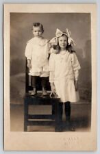RPPC California Cooper Family Girl Large Hair Bows Clouds Backdrop Postcard E29 picture