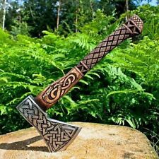 CUSTOM HANDMADE CARBON STEEL VIKING HATCHET HUNTING TACTICAL BEARDED CAMPING AXE picture